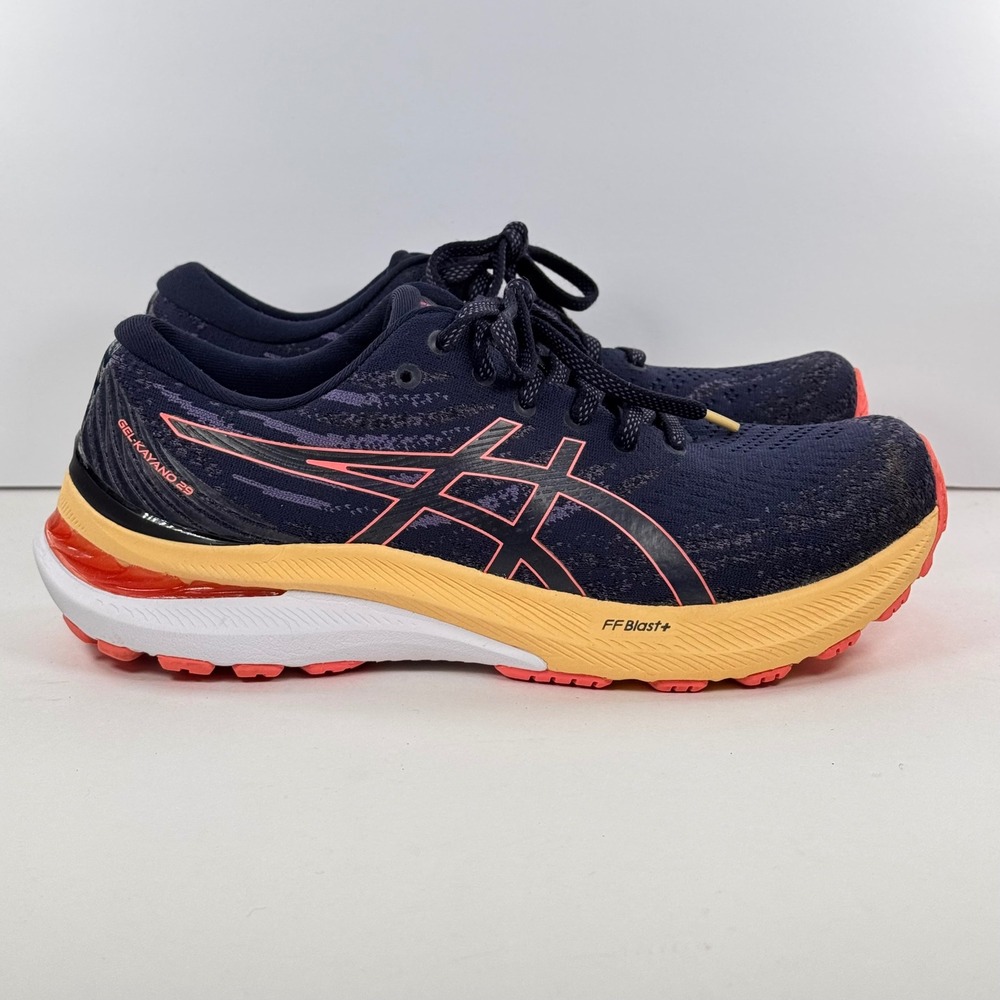 ASICS Gel-Kayano 29 Running Shoes Navy Blue Orange 1012B272 Womens 9